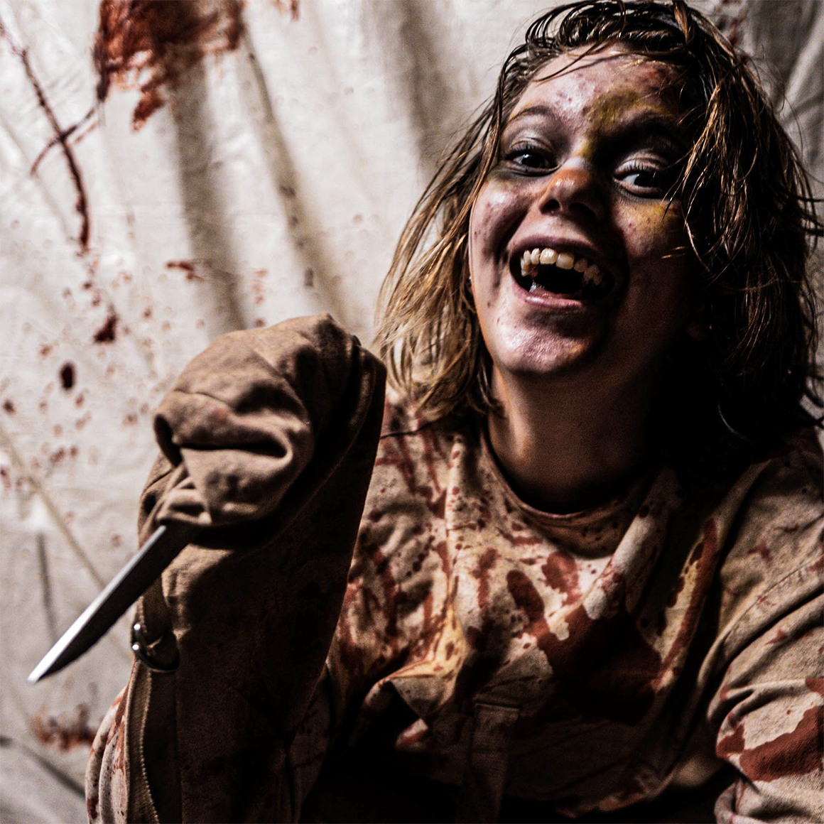 DSC02994 copy A crazy haunted house character at Fort Wayne's #1 haunted house, Hysterium.